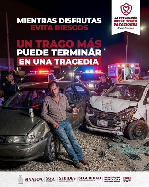 El Gobierno del Estado, mediante SEBIDES, exhorta a los sinaloenses a cuidar la seguridad vial y abstenerse de beber al volante.